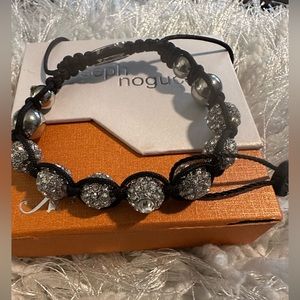 Joseph Nogucci Black cord diamond look adjustable bracelet